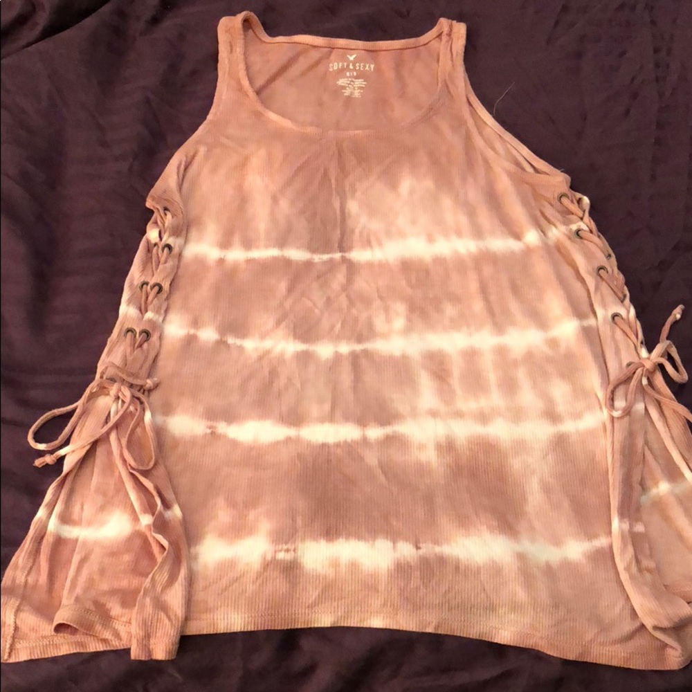 American Eagle Outfitters pink and white tank